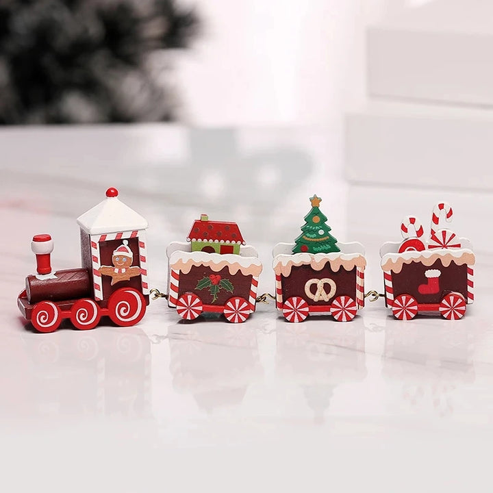 Wooden Christmas train set with Santa and festive decor