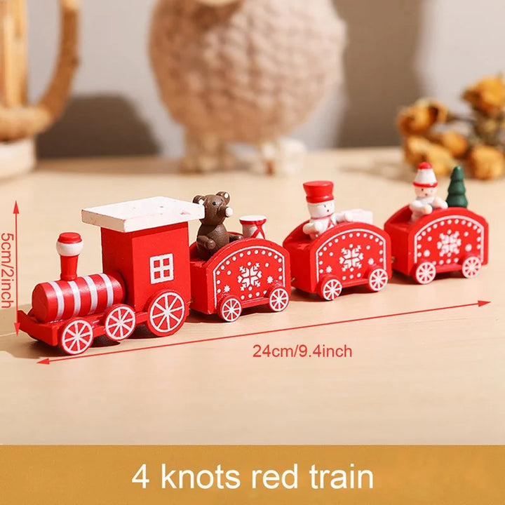 Wooden Christmas train set with Santa and festive decor