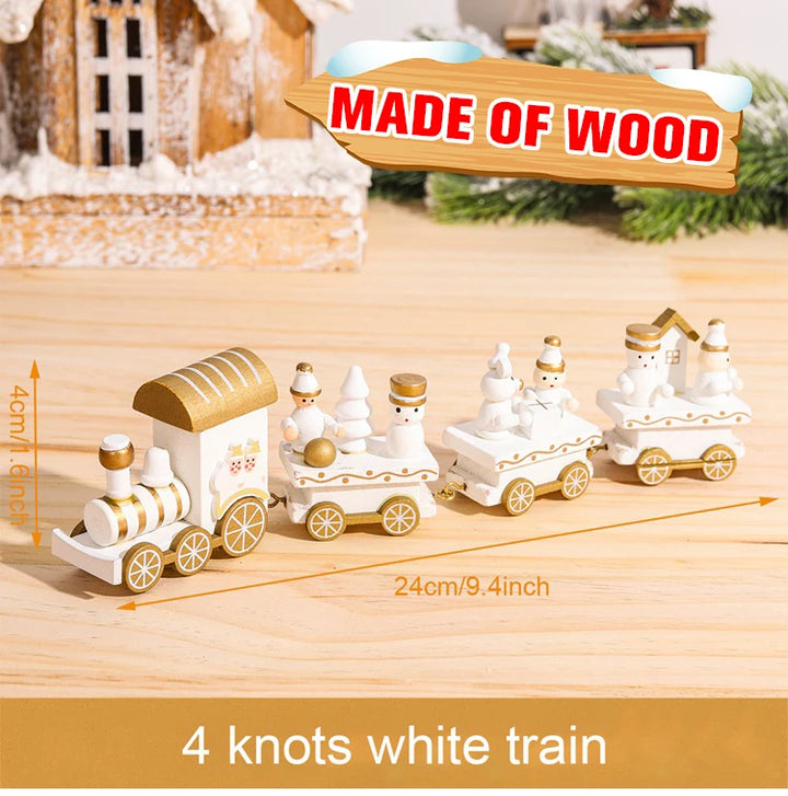 Wooden Christmas train set with Santa and festive decor