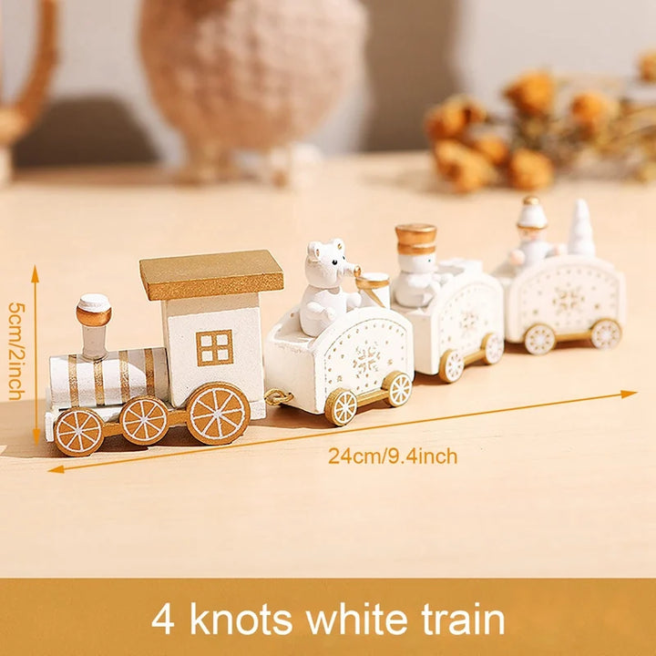 Wooden Christmas train set with Santa and festive decor