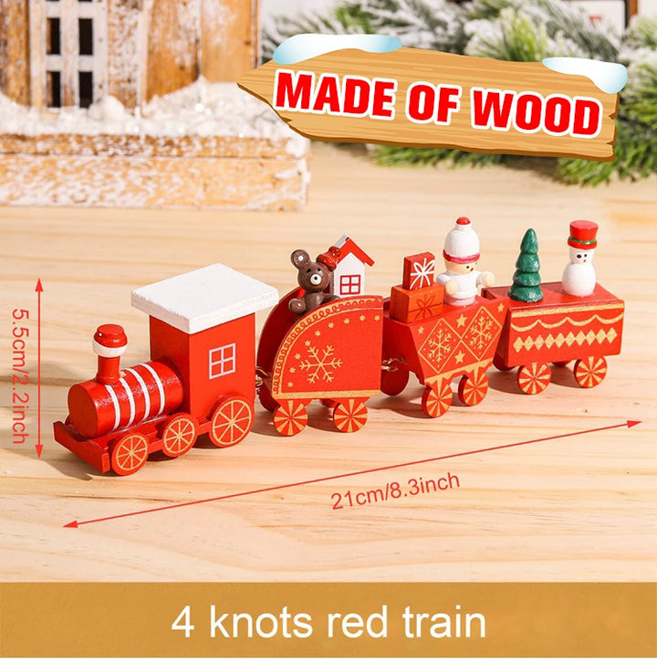 Wooden Christmas train set with Santa and festive decor