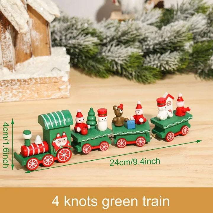 Wooden Christmas train set with Santa and festive decor