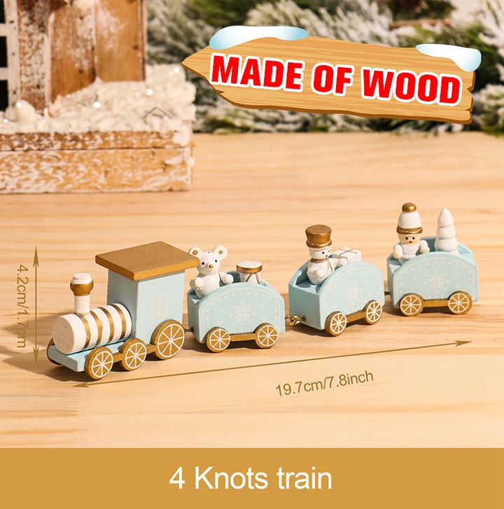 Wooden Christmas train set with Santa and festive decor