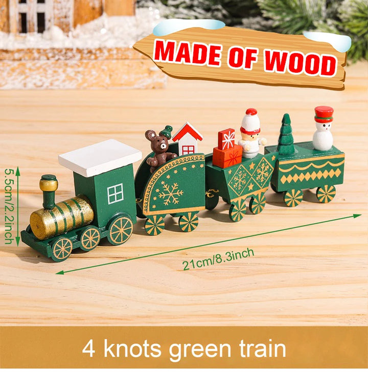 Wooden Christmas train set with Santa and festive decor