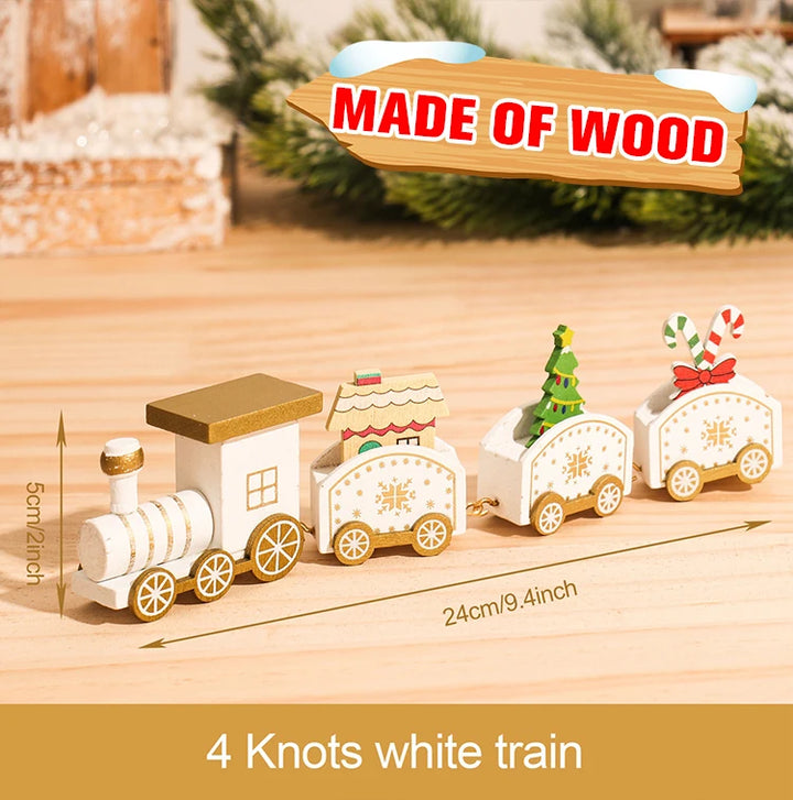 Wooden Christmas train set with Santa and festive decor