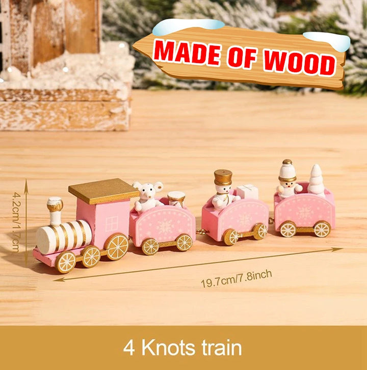 Wooden Christmas train set with Santa and festive decor