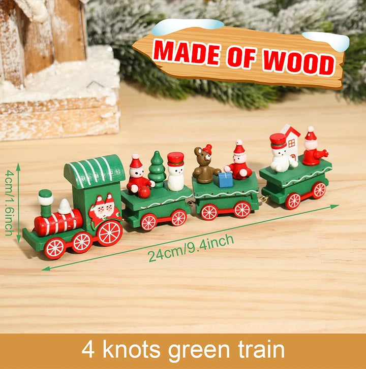 Wooden Christmas train set with Santa and festive decor
