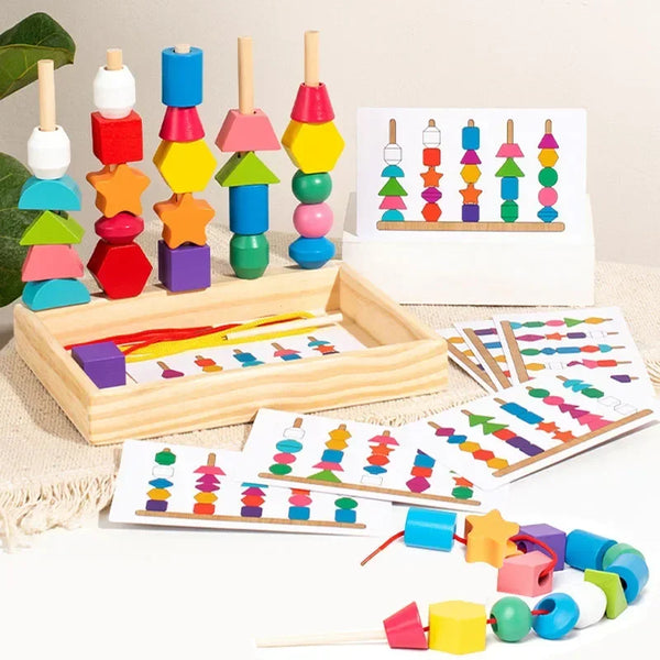 Geometric shape puzzle for kids, Montessori wooden toy