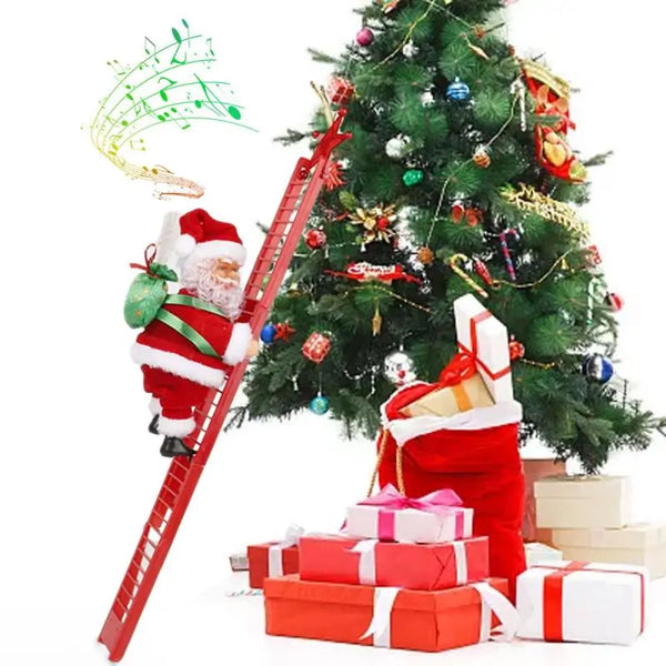 Animated Santa Claus Decoration climbing on Christmas tree