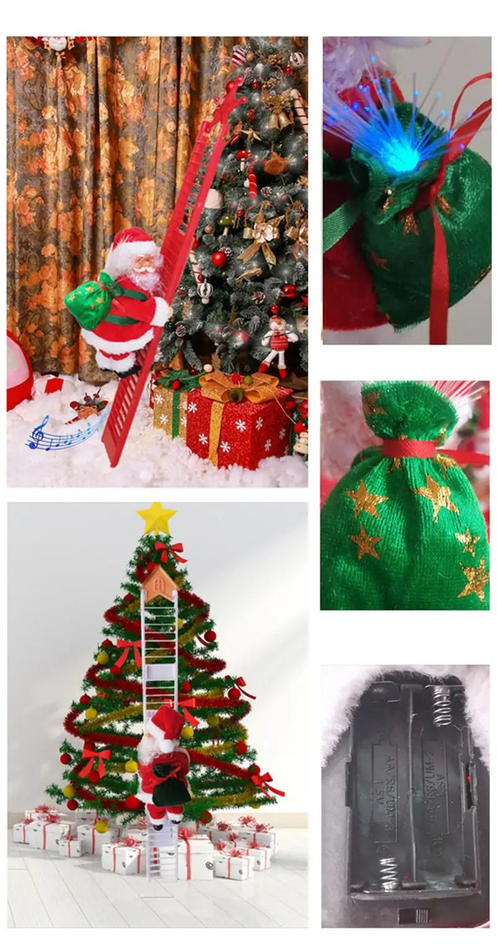 Animated Santa Claus Decoration climbing on Christmas tree