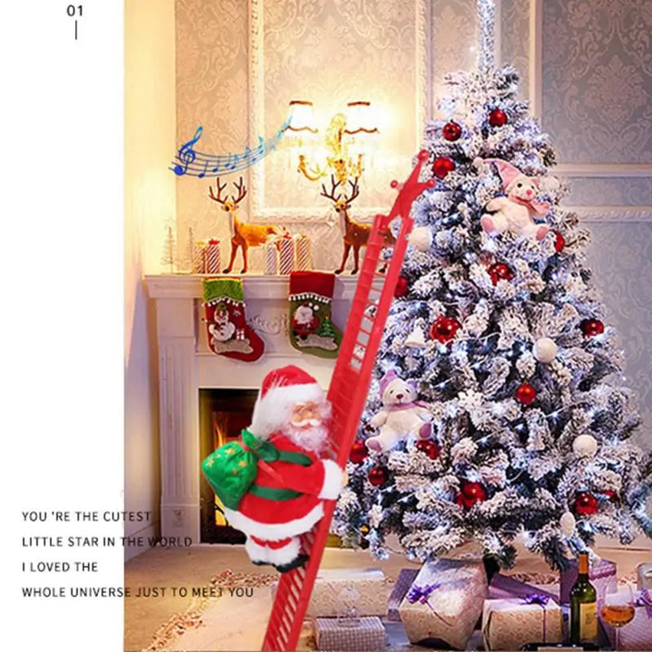 Animated Santa Claus Decoration climbing on Christmas tree