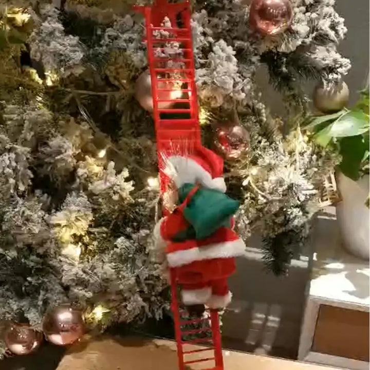 Animated Santa Claus Decoration climbing on Christmas tree
