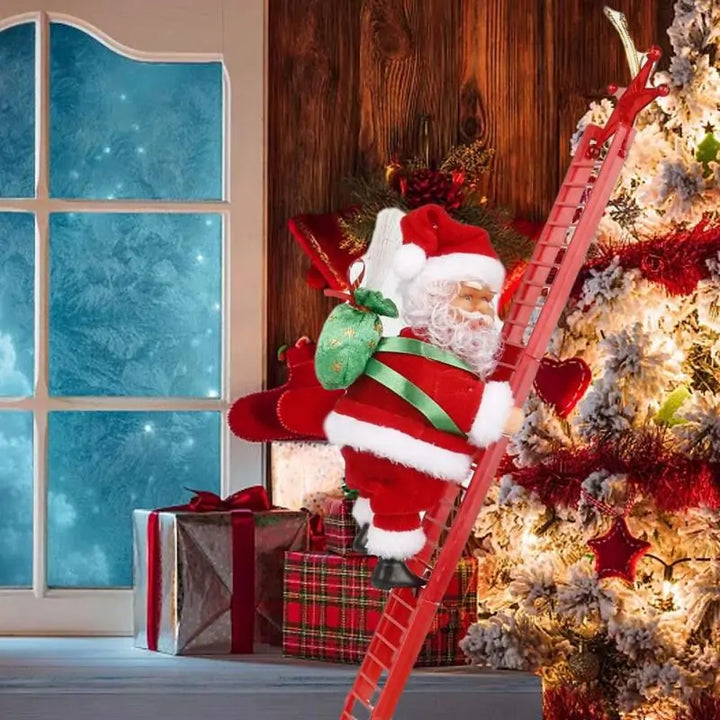 Animated Santa Claus Decoration climbing on Christmas tree