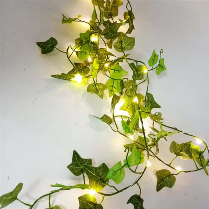 LED fairy lights with green flower leaves for decoration