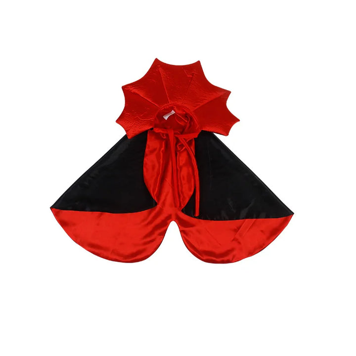 Dracula Cape for cats with a red collar for Halloween