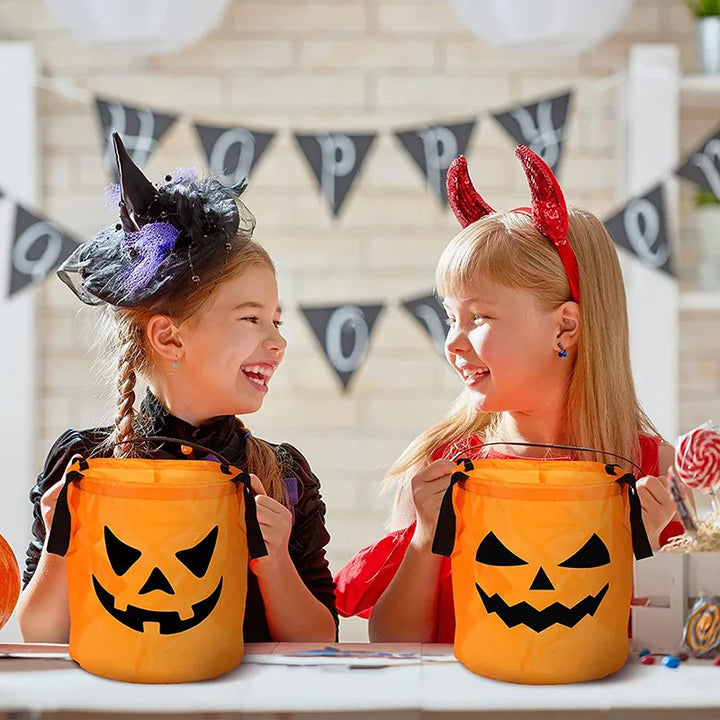 Halloween Trick or Treat Bucket with LED lights and pumpkin design