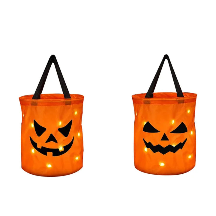 Halloween Trick or Treat Bucket with LED lights and pumpkin design