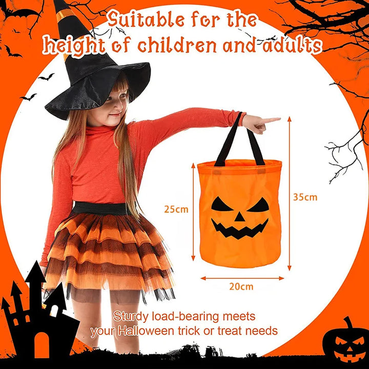 Halloween Trick or Treat Bucket with LED lights and pumpkin design