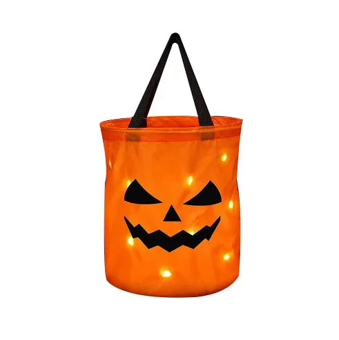 Halloween Trick or Treat Bucket with LED lights and pumpkin design