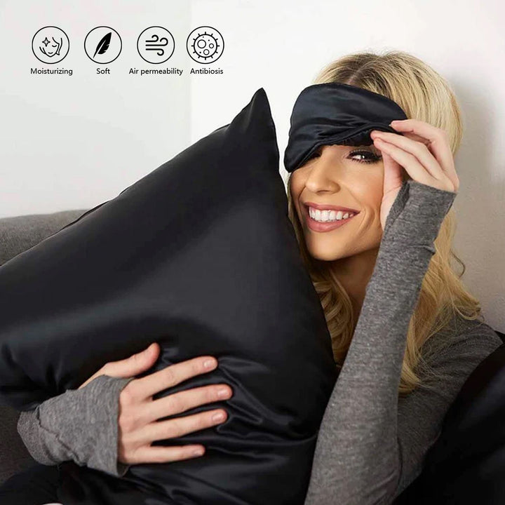 Silk pillowcase gift set with eye mask and silk scrunchies