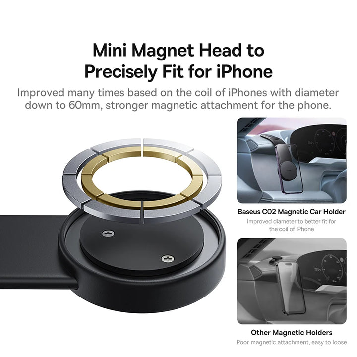 Magnetic car phone holder with 360-degree rotation