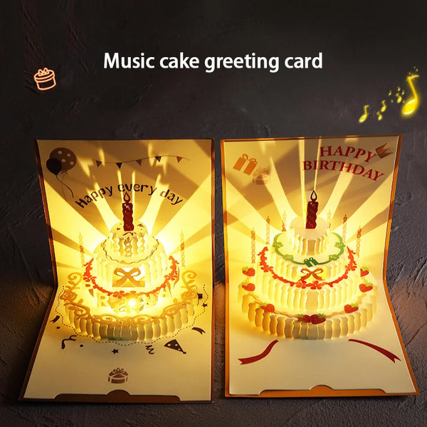 Musical greeting cards for birthday with LED lights and music module