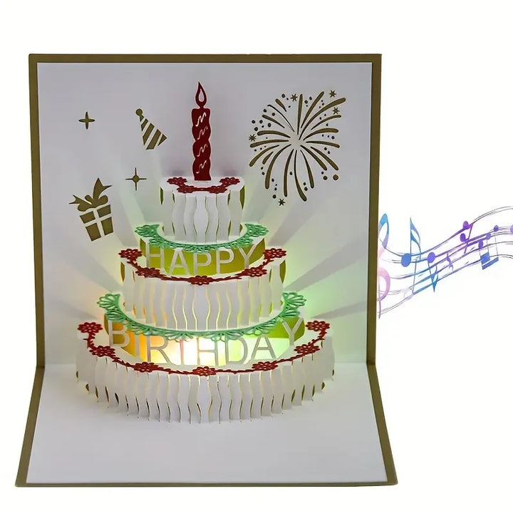 Musical greeting cards for birthday with LED lights and music module