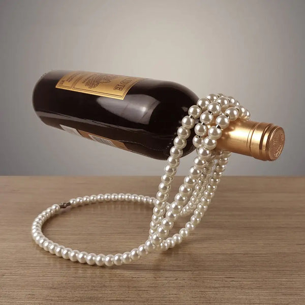 Lavender shop Pearl Necklace Wine Rack White
Decorative wine rack with pearls
Pearl wine bottle holder
Elegant pearl necklace wine stand