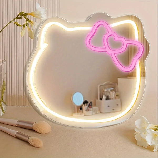 Hello Kitty LED Mirror with soft white neon lights