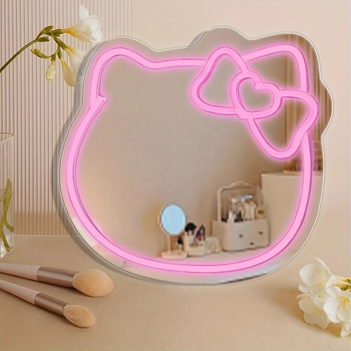 Hello Kitty LED Mirror with soft white neon lights