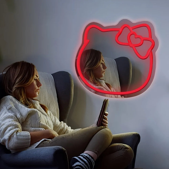 Hello Kitty LED Mirror with soft white neon lights