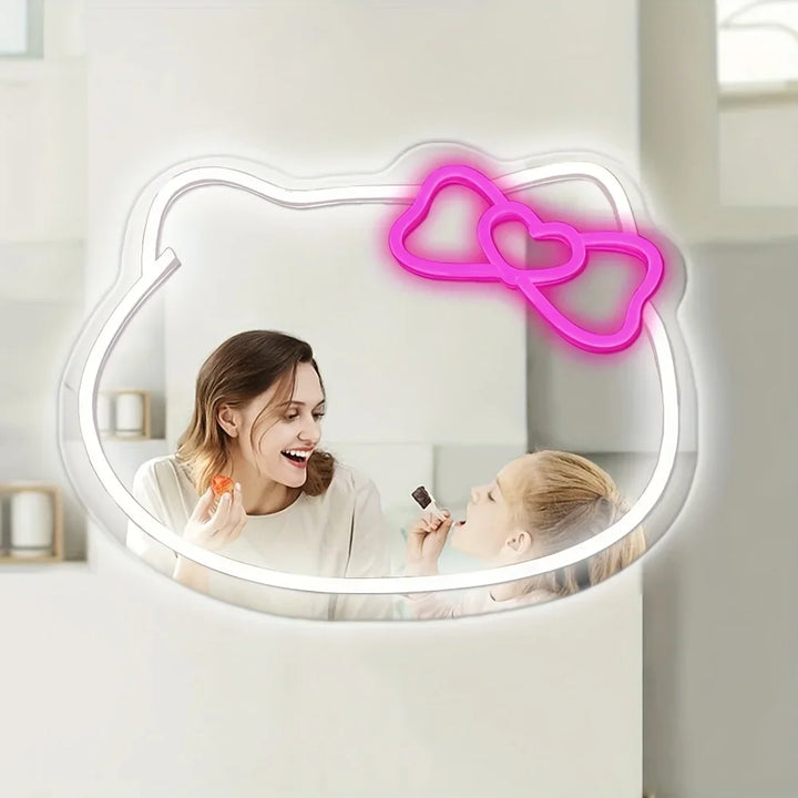 Hello Kitty LED Mirror with soft white neon lights