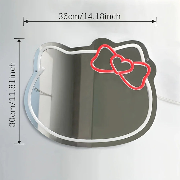 Hello Kitty LED Mirror with soft white neon lights