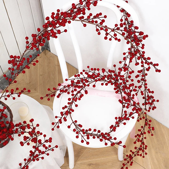 Lavender shop Red Berry Garland
Decorative red berry garland
Red berry garland for mantel
Faux red berry garland