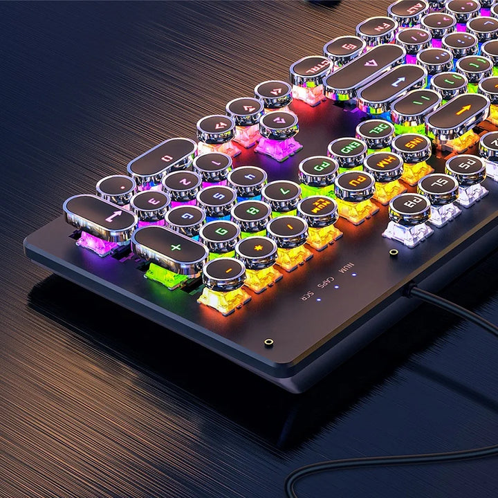 Lavender shop Retro Punk Mechanical Keyboard Black
Customizable retro mechanical keyboard
Wireless retro punk keyboard
Durable mechanical keyboard with retro flair