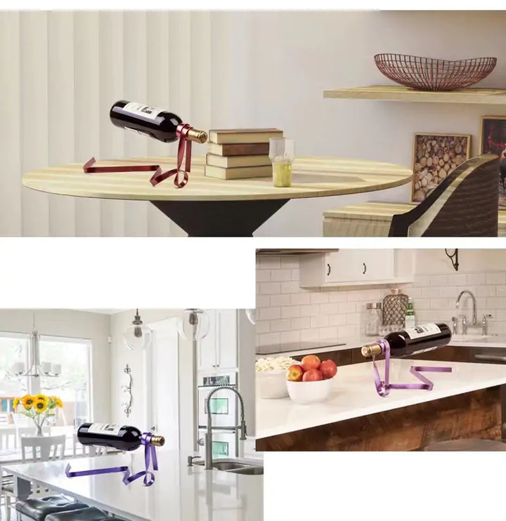 Lavender shop Ribbon Suspension Wine Rack 
Wine rack with ribbon straps
Modern ribbon wine rack
Suspended wine bottle rack