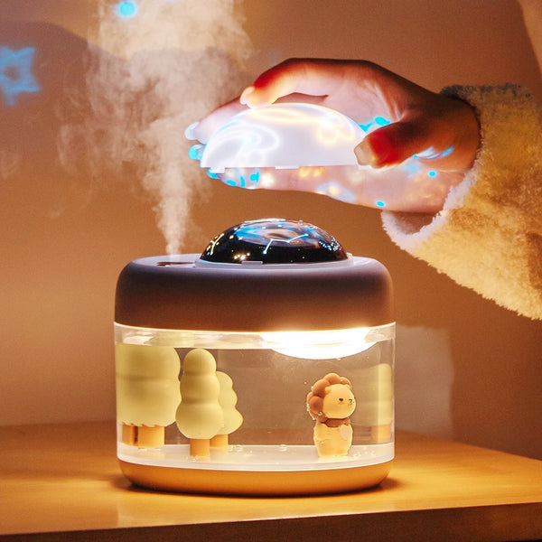 Rechargeable night light humidifier with 500ml tank