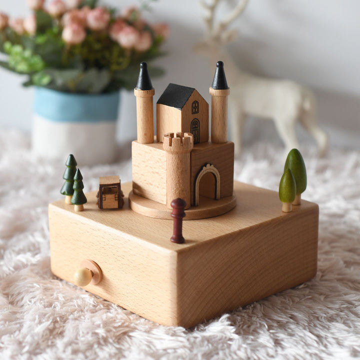 Lavender shop Wooden Castle Car Music Box
Decorative wooden castle car music box
Unique castle car music box gift
Charming castle and car music box
