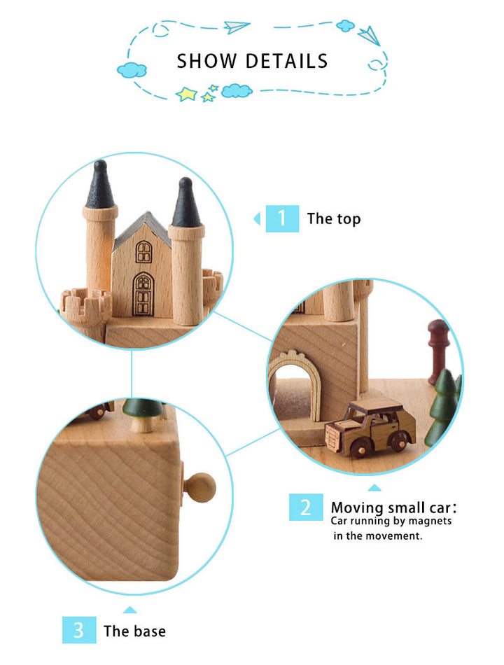 Lavender shop Wooden Castle Car Music Box
Collectible wooden castle car music box
Castle-themed music box with car
Whimsical castle car music box