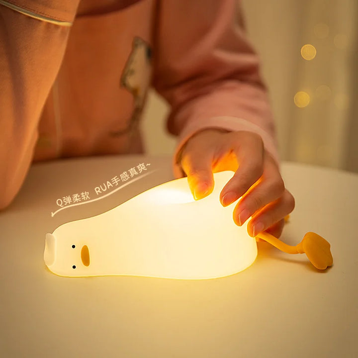 Duck Night Lamp with dimmable silicone light for children