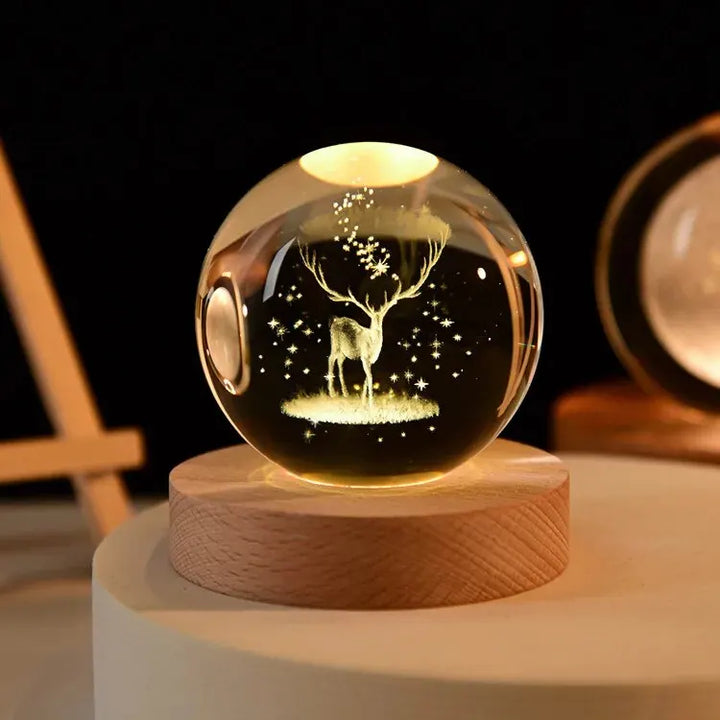 Galaxy Crystal Ball with LED light illuminating the solar system