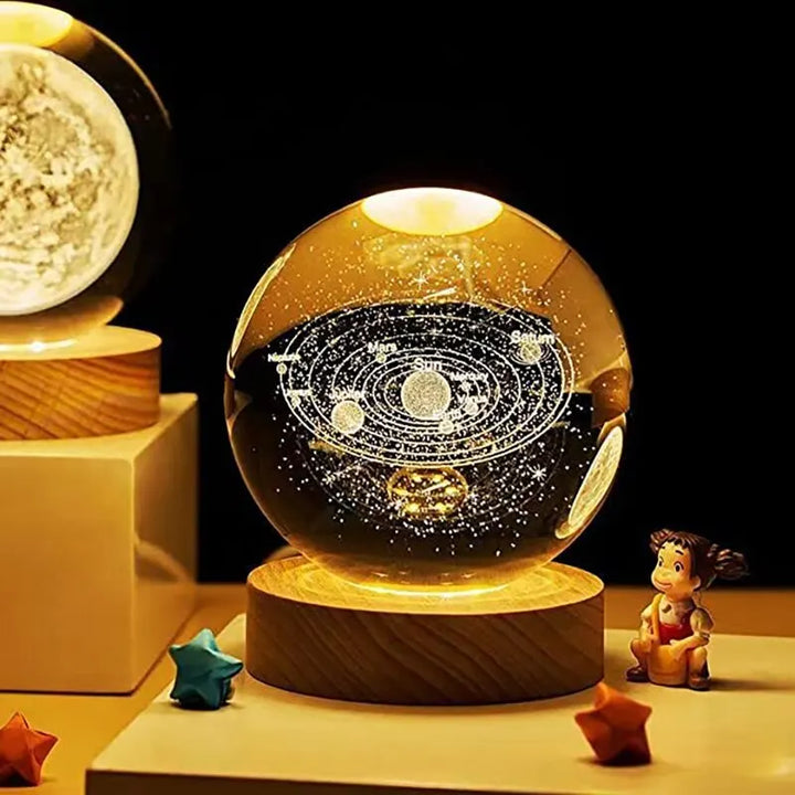 Galaxy Crystal Ball with LED light illuminating the solar system