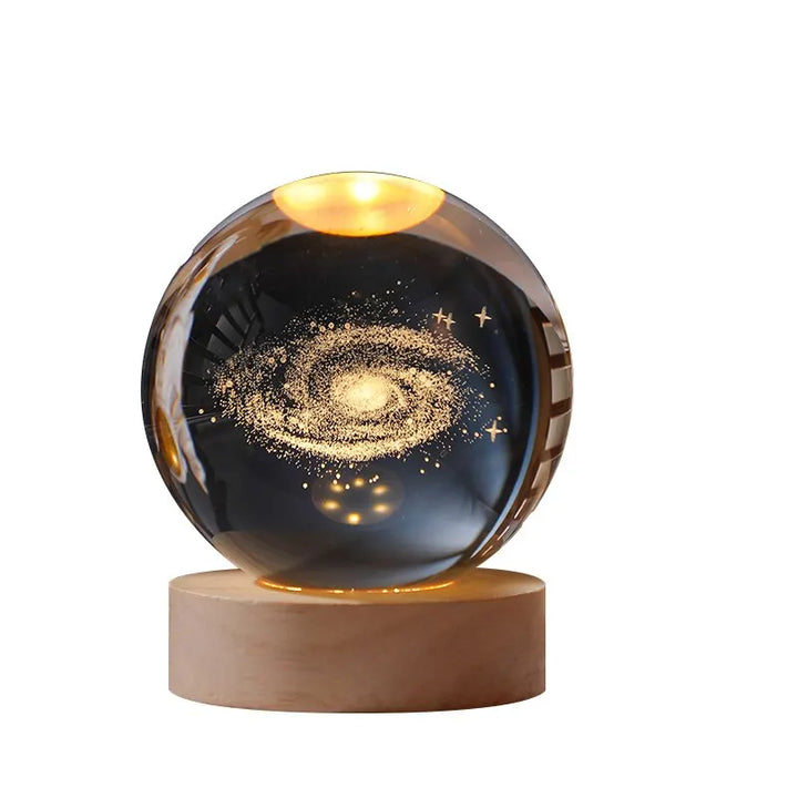 Galaxy Crystal Ball with LED light illuminating the solar system