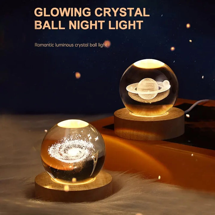 Galaxy Crystal Ball with LED light illuminating the solar system