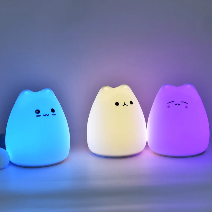 LED Night Light Soft Silicone Touch Sensor
Touch-sensitive cat night light
Silicone cat-shaped lamp
Cat touch lamp with LED