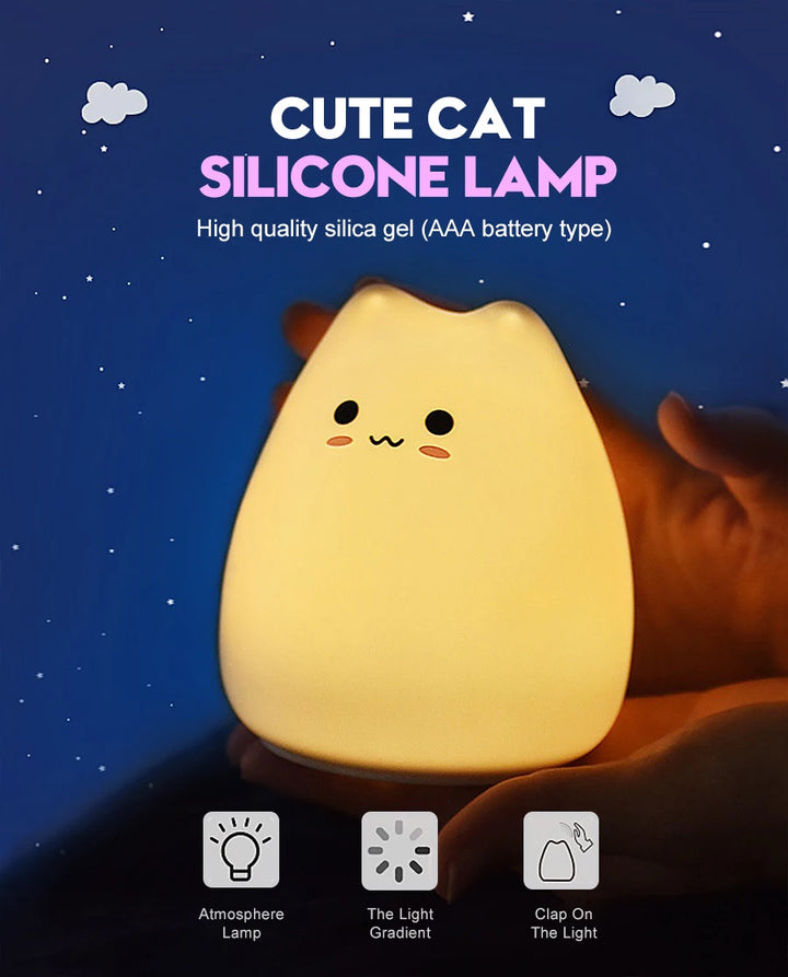 Sleeping Lamp Home Bedroom Decoration
Cat lamp with touch sensor
Rechargeable LED cat night light
Silicone cat lamp for bedroom